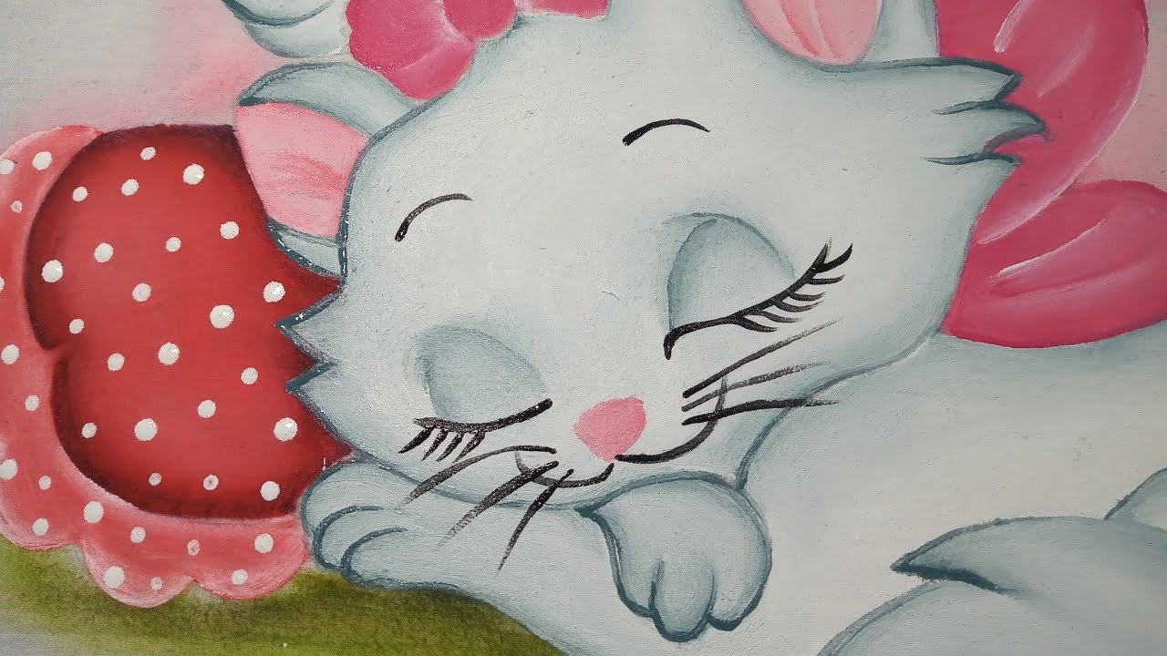 Pintando a Gatinha Marie dormindo.  PINTURA PARA INICIANTES