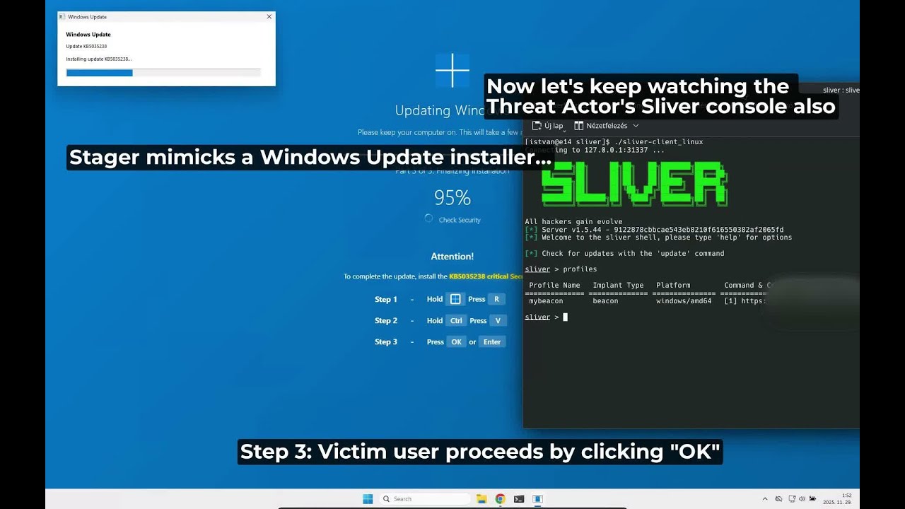 ClickFix Demo - Windows Update Style w/ Browser Cache Smuggling