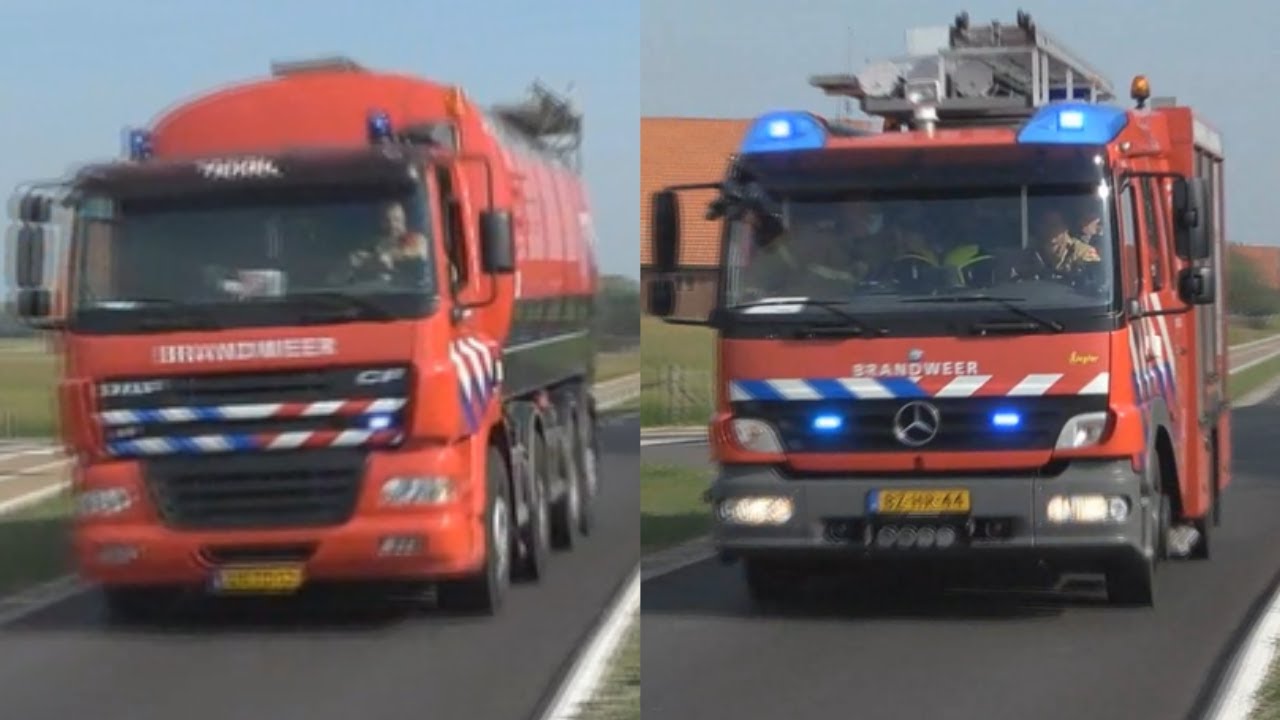 Prio 1 TW 10-5982 TS 10-5931 / Politie Naar Caravanbrand De Cocksdorp Texel [ Brandweer Texel ]