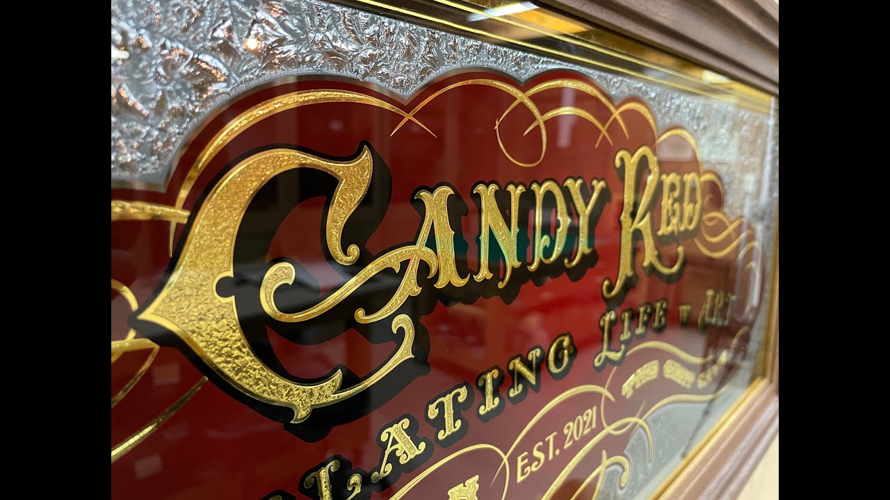MAKING, -Candy Red-Japan agave shop's GOLD LEAF Glass Sign (ASMR)