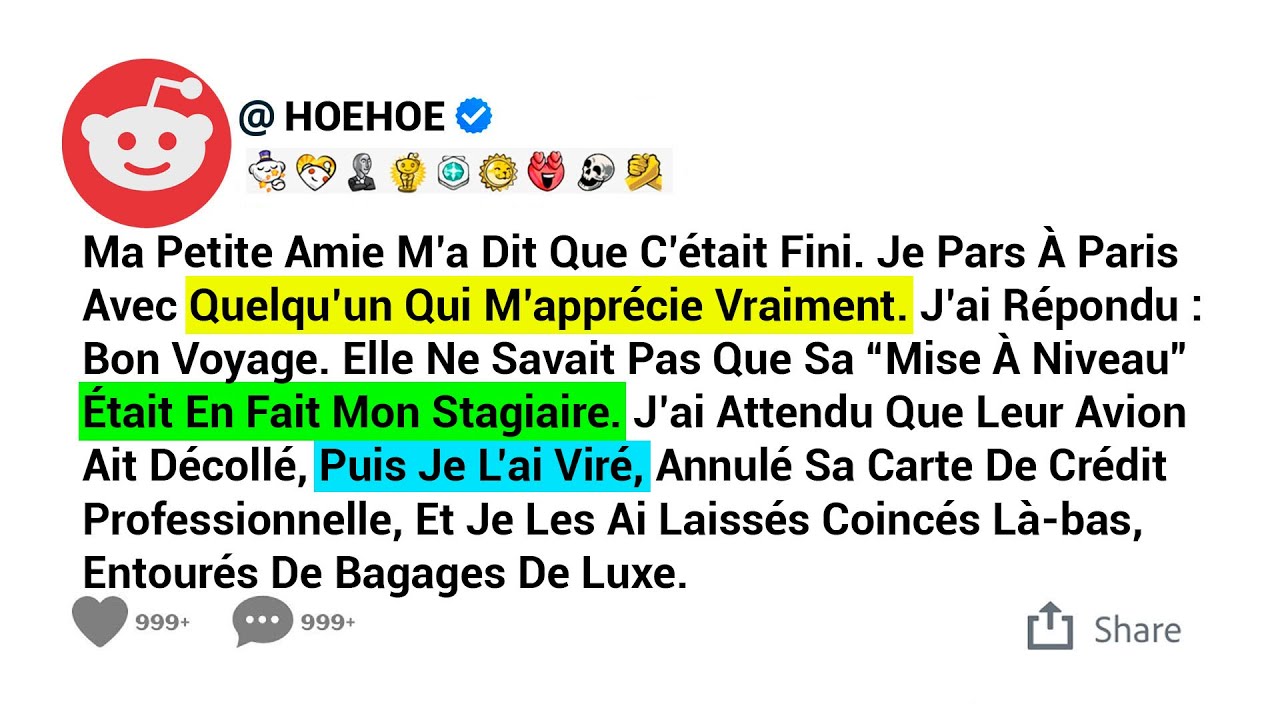 Ma Petite Amie M’a Dit Que C’était Fini. Je Pars À Paris Avec Quelqu’un Qui M’apprécie Vraiment. ..
