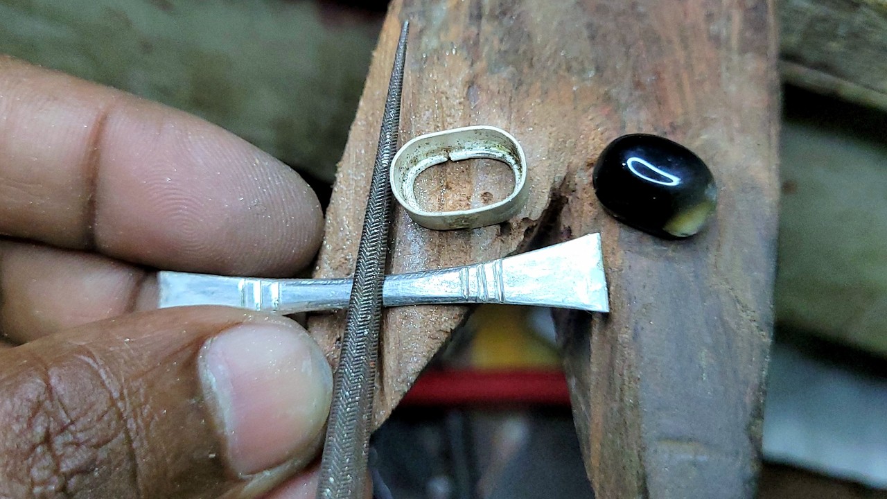 Black stone ring making ! How to make a black stone ring