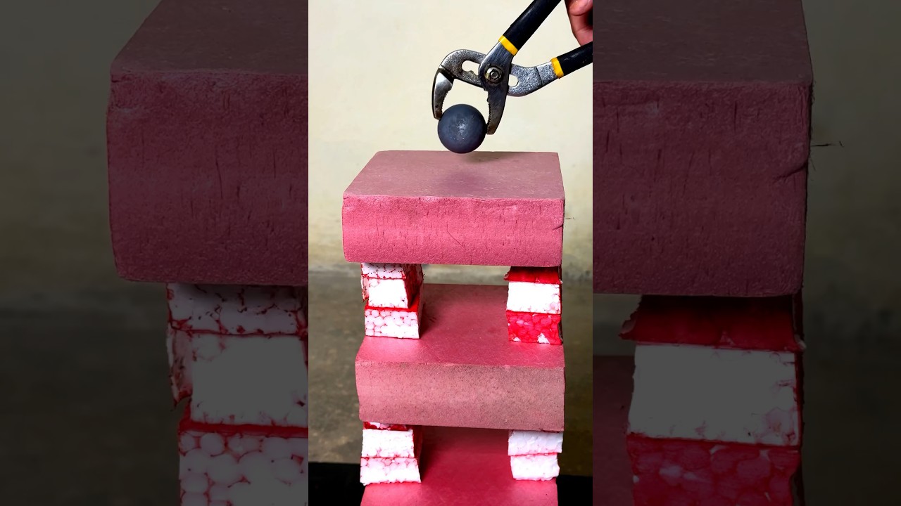 Hot Metal Ball vs Styrofoam #satisfying #experiment #science #asmr