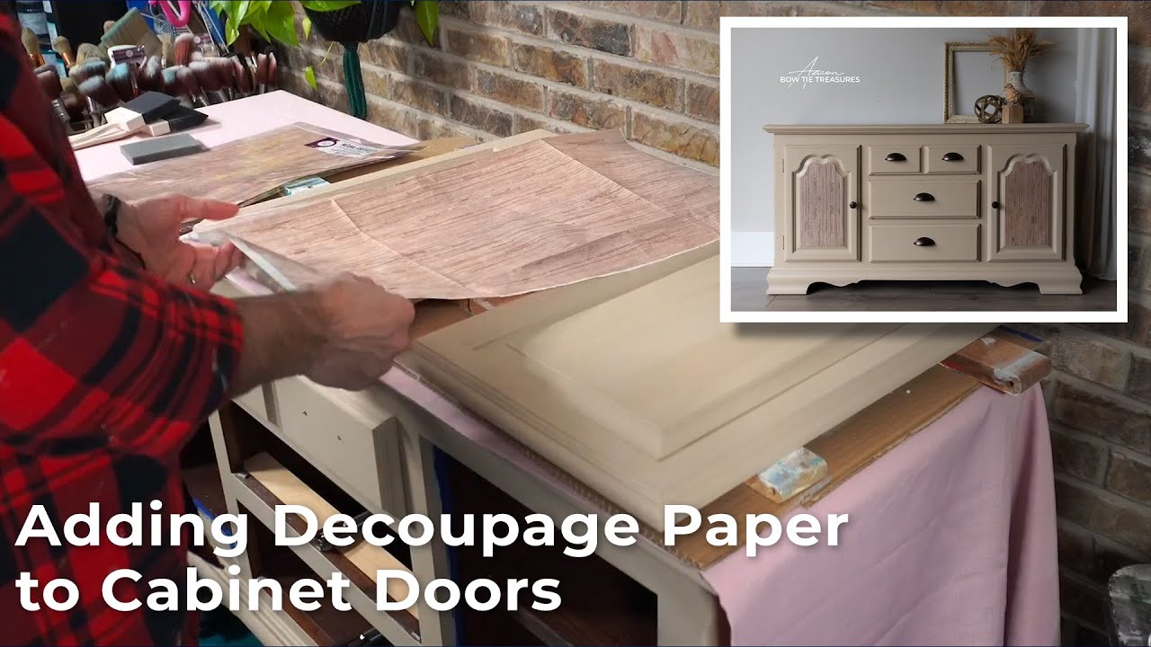 Adding Decoupage Paper to Cabinet Doors
