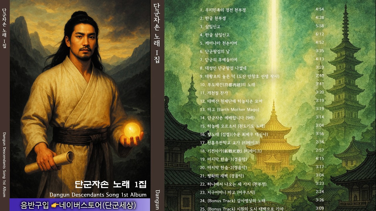 단군자손노래1집 전곡(26곡,AI제작) 천부경,삼일신고,깨어나라천손이여