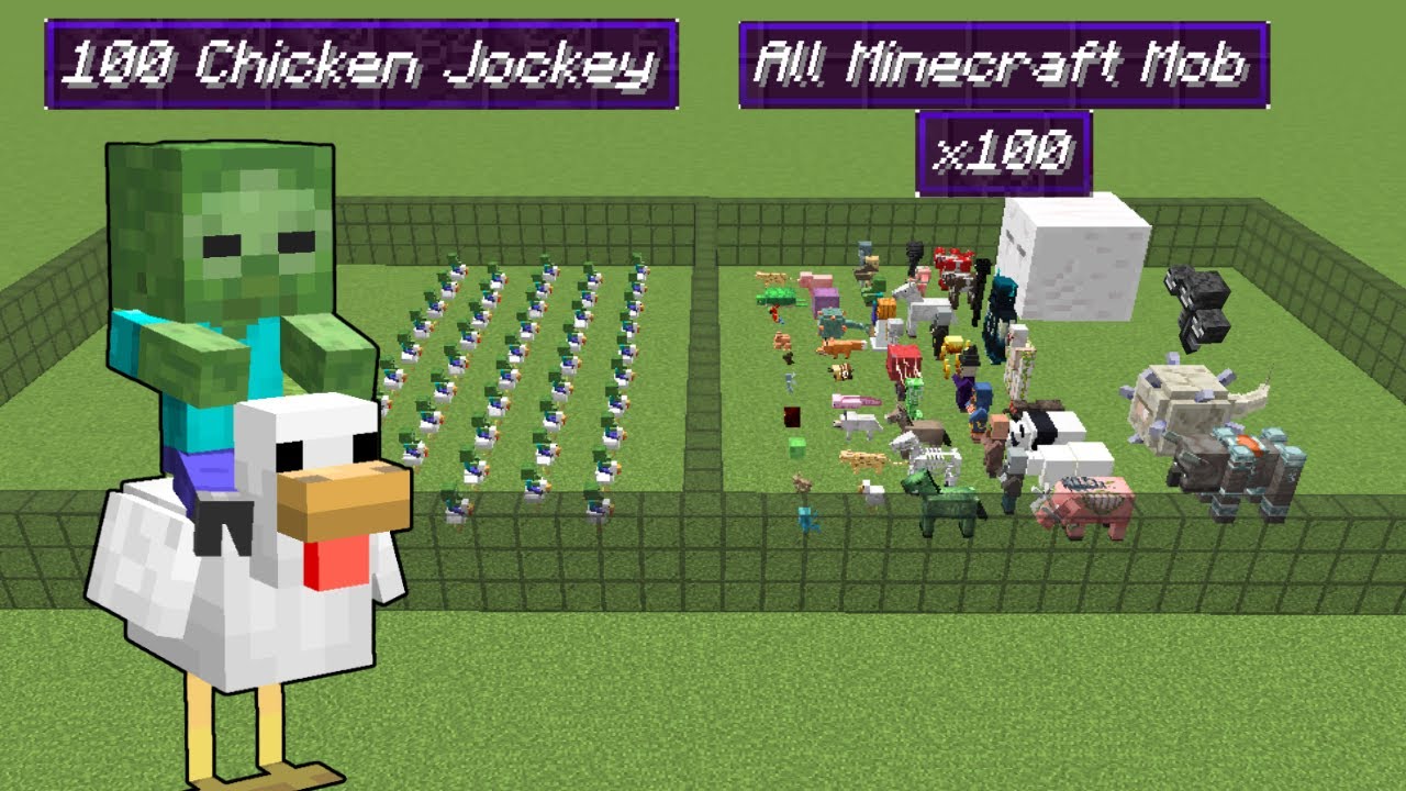 x100 chicken jockey vs all minecraft mobs x100 | Minecraft Mob Battle
