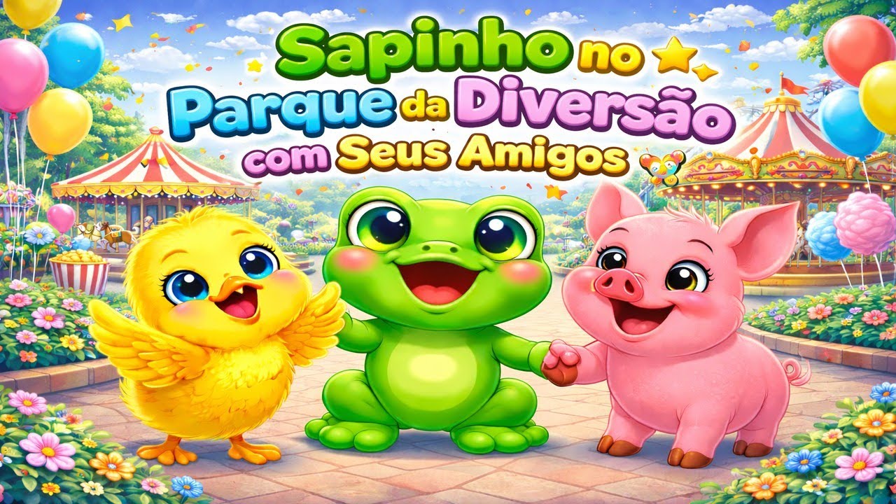 🎡🐸 Sapinho no Parque da Diversão com Seus Amigos 🎠🐥🐷 | Música Infantil