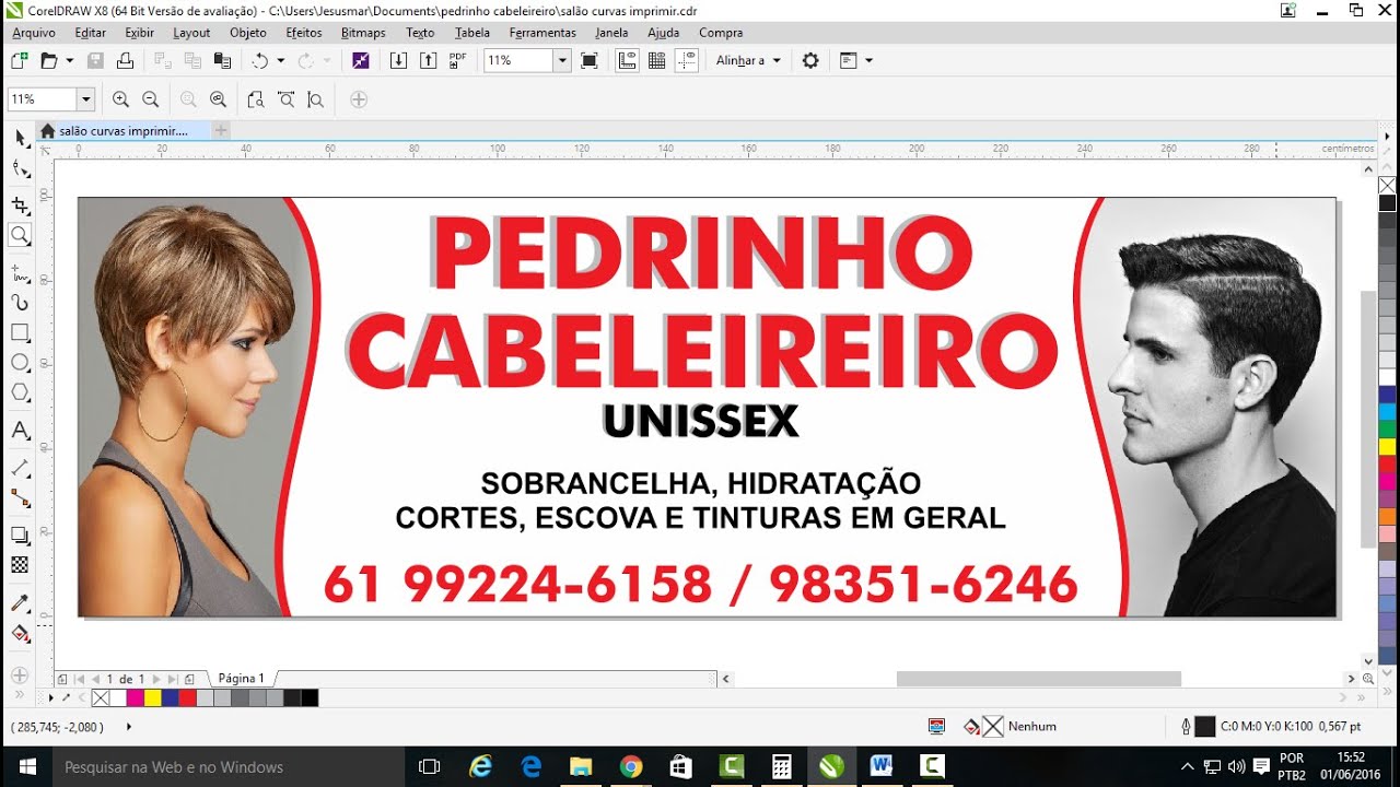 Curso de CorelDraw X8-fazendo uma placa de salão e enviando para a impressão-aula 43