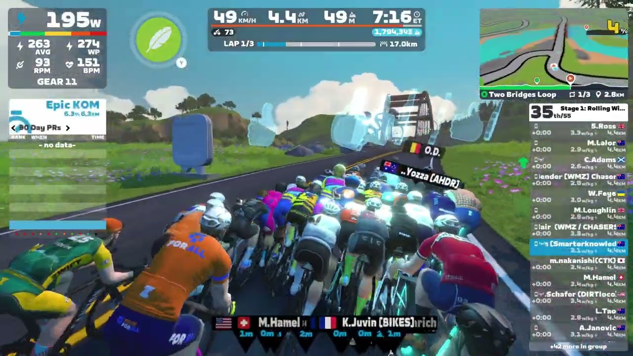 Zwift - Race: Stage 1: Rolling With ENVE: Two Bridges Loop (C 330-450) in Watopia
