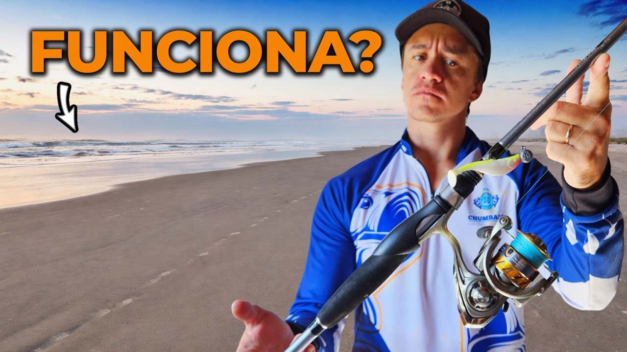 PRIMEIRA TENTATIVA: Pesca com ISCAS ARTIFICIAIS na beira da praia do RS