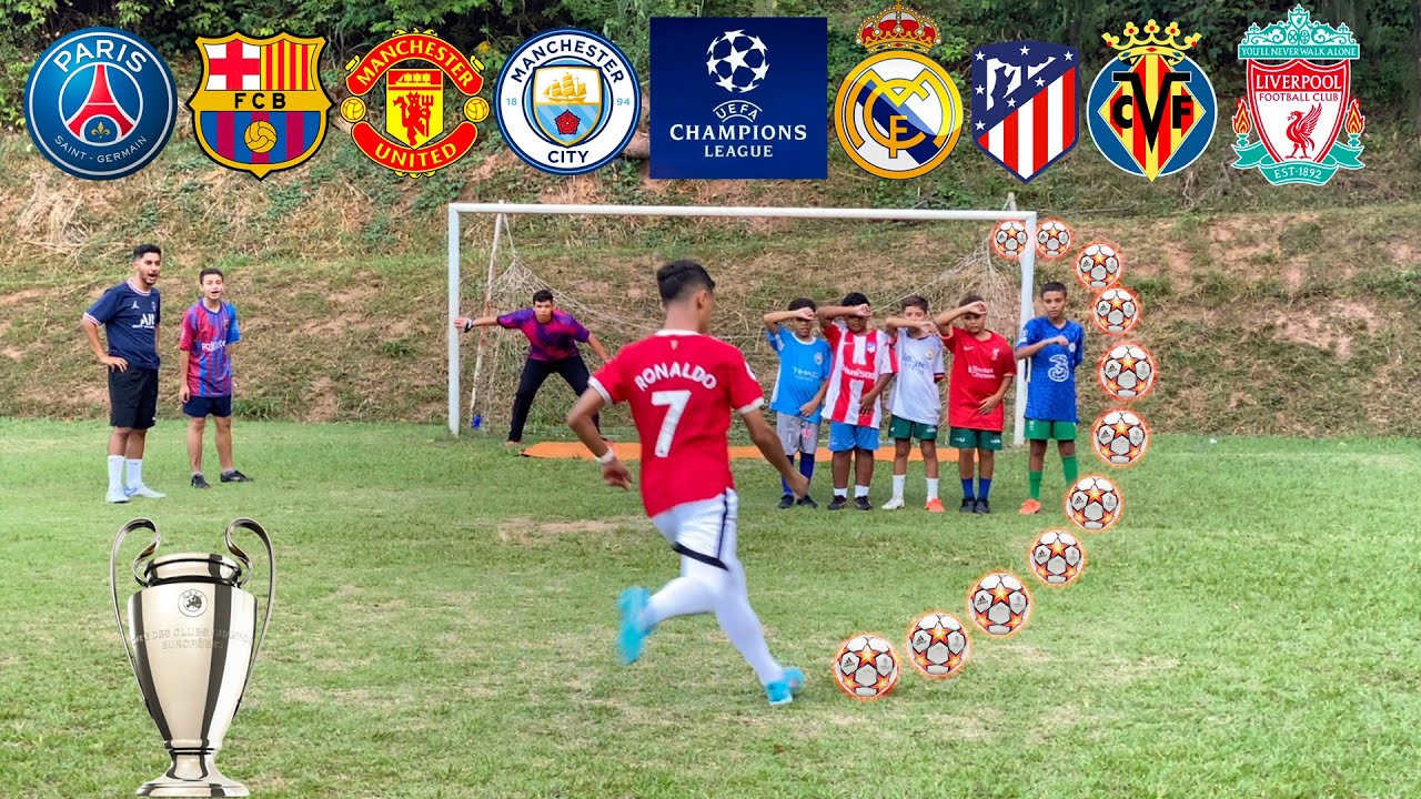 UEFA CHAMPIONS LEAGUE DESAFIO DOS CHUTES DE FALTAS! ‹ Rikinho ›