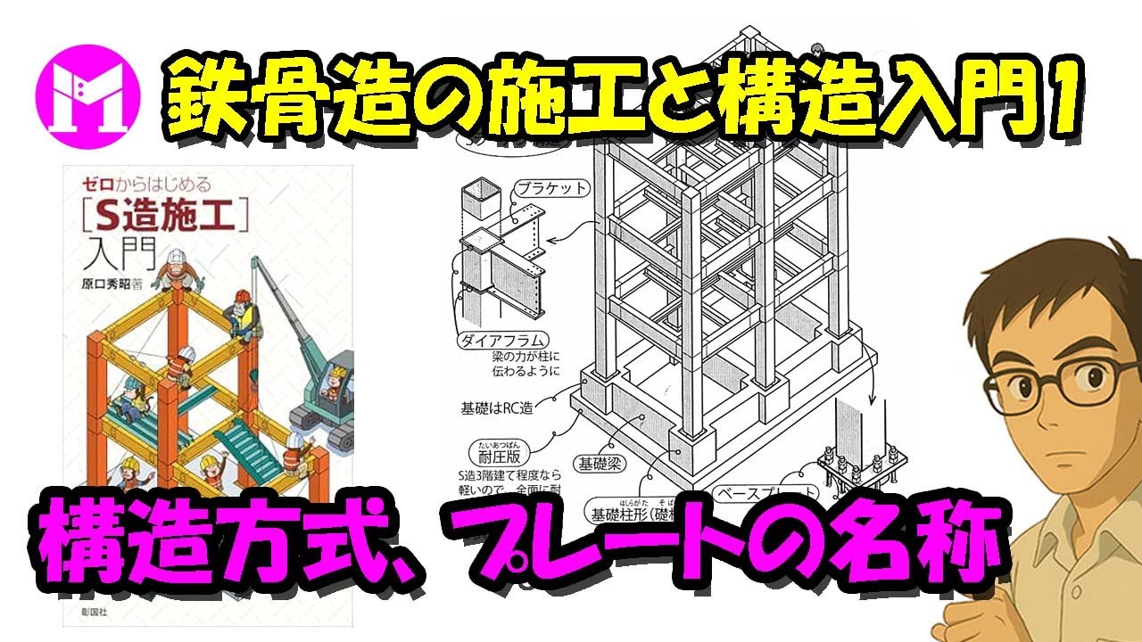 鉄骨造の施工と構造入門1　鉄骨造の概要　構造方式、プレートの名称