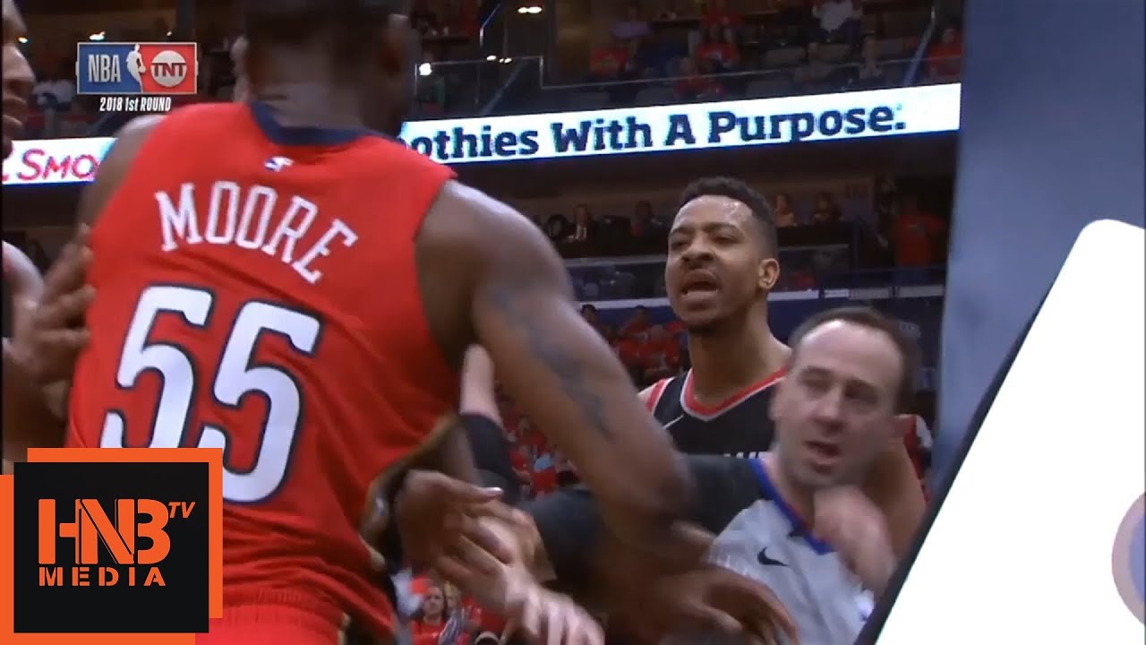 C.J. McCollum & E'Twaun Moore Skirmish / Pelicans vs Blazers Game 4