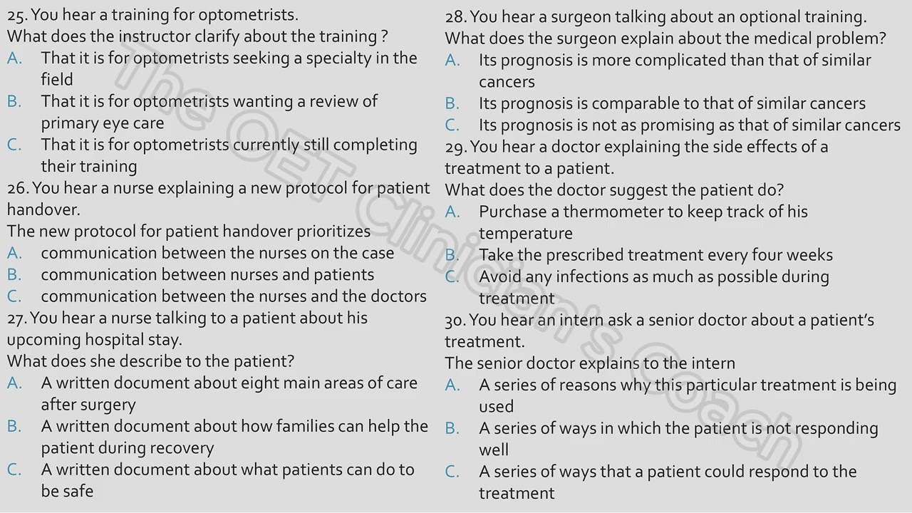 OET listening test 11 Part B #oet #oettraining #oetlistening #oetshadowing #medicalenglish