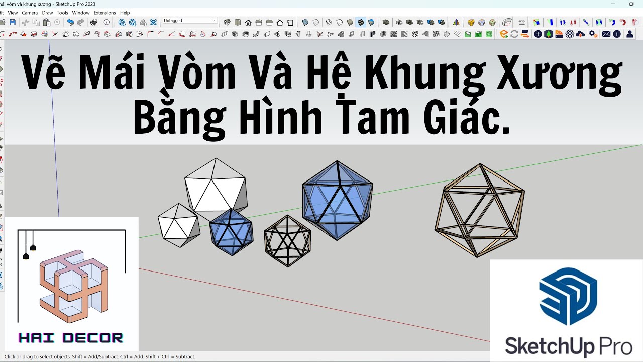 Sketchup Tutorial - Cách Vẽ Hình Khối Đa Diện Có Hệ Khung Xương. #easy #drawing #sketchup #tutorial
