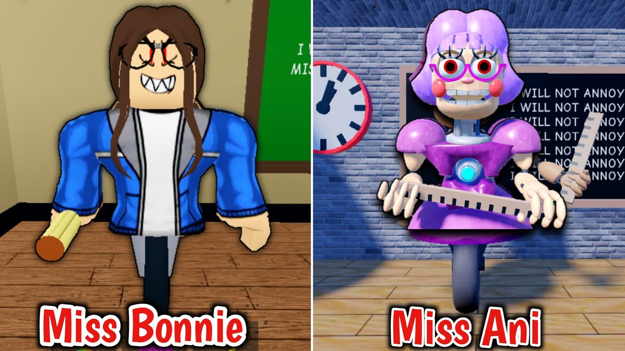 Escape Miss Bonnie Tron's Detention New Scary Obby Vs Escape Miss Ani Tron's Detention Full Gameplay