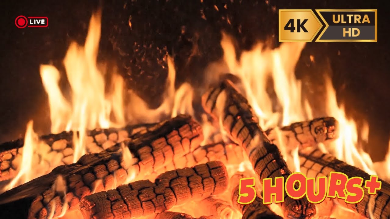 5-Hour Cozy Fireplace 4K 🔥 Crackling Fire Sounds for Sleep & Relaxation