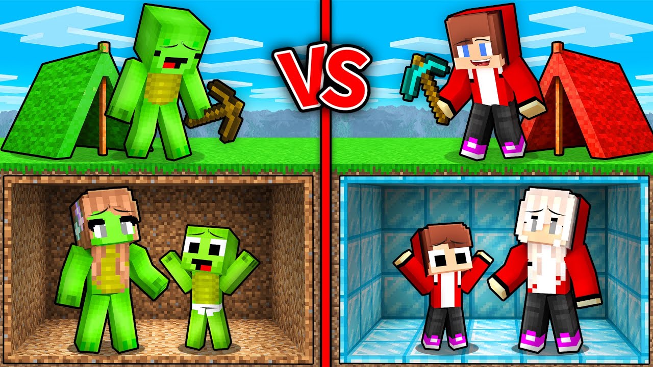 JJ and Mikey: POOR vs RICH Family Mine Battle in Minecraft Maizen !