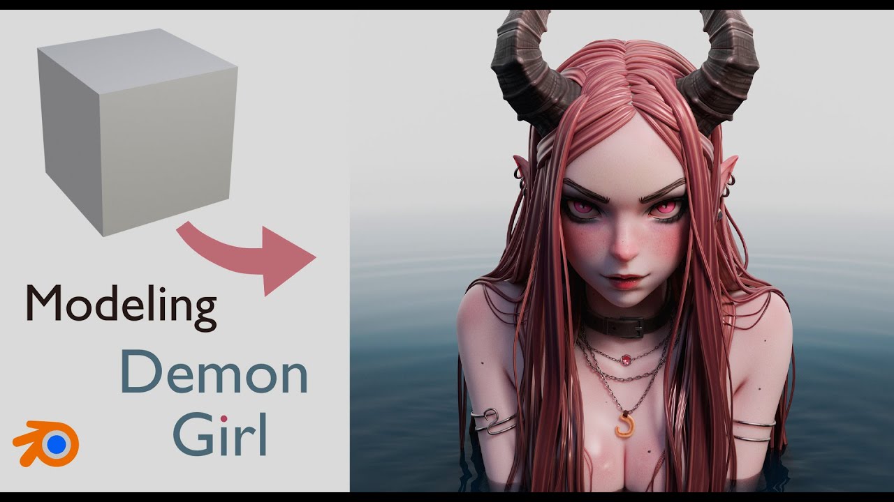 Blender stylized Water demon sculpting timelapse