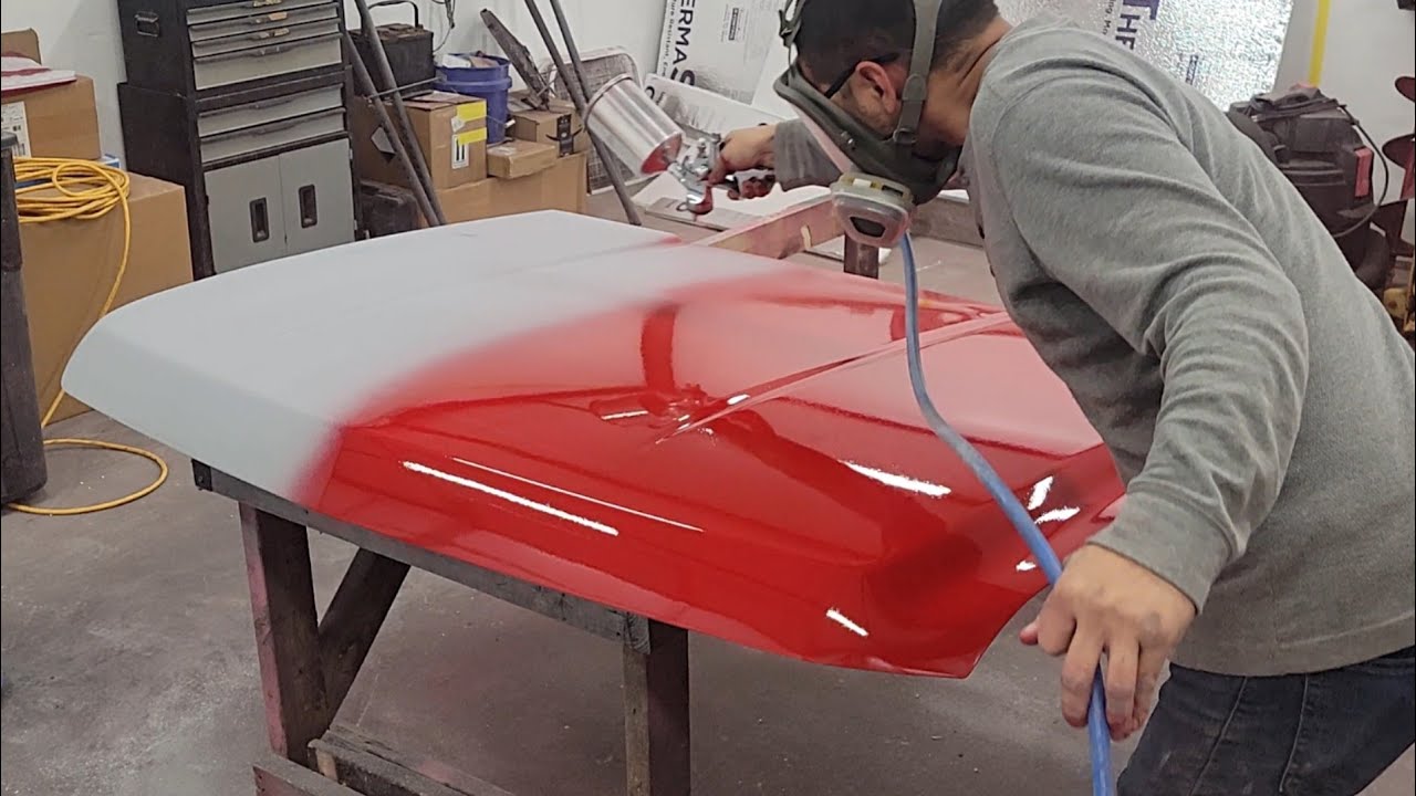 Painting a Silverado Hood Victory Red