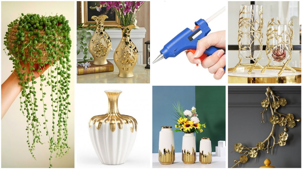 أفكار ✨فقط بمسدس الشمع ابدعي ديكورات فخمة لبيتك بأقل تكلفة #craft #diy #deco #ideas #افكار #برطمانات