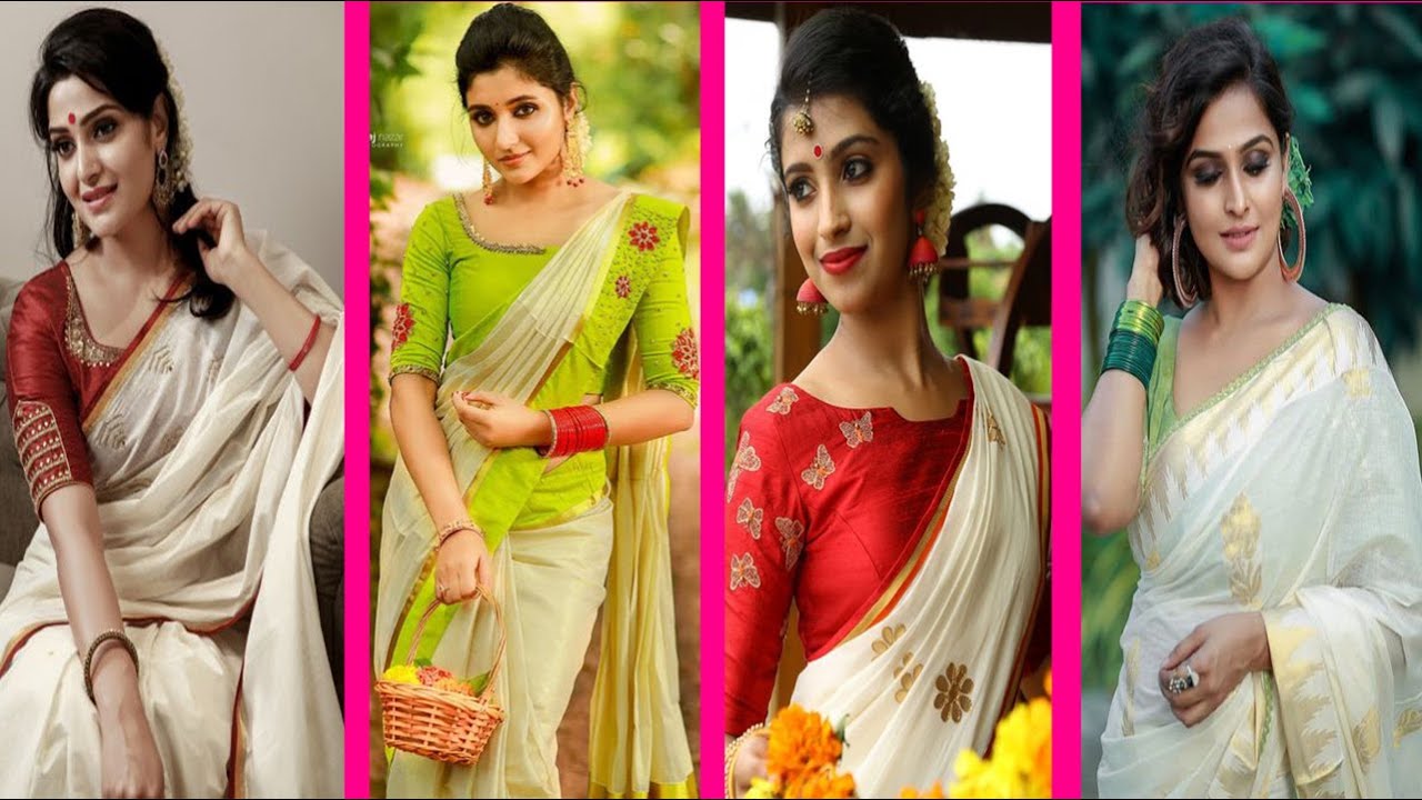 Top 100 Kerala saree blouse designs, kasavu blouse ideas,Kerala kasavu saree blouse designs for onam