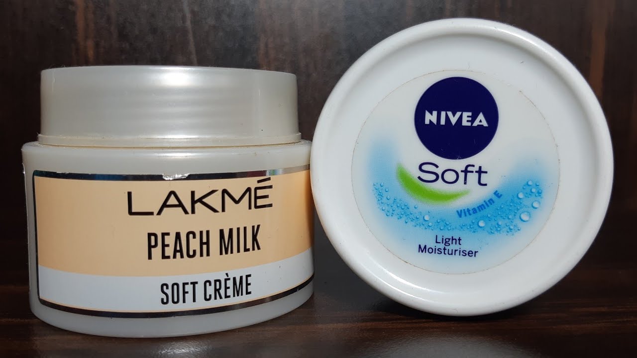 Lakme peach milk soft cream vs nivea soft cream review, soft cream for dry skin, moisturizing cream