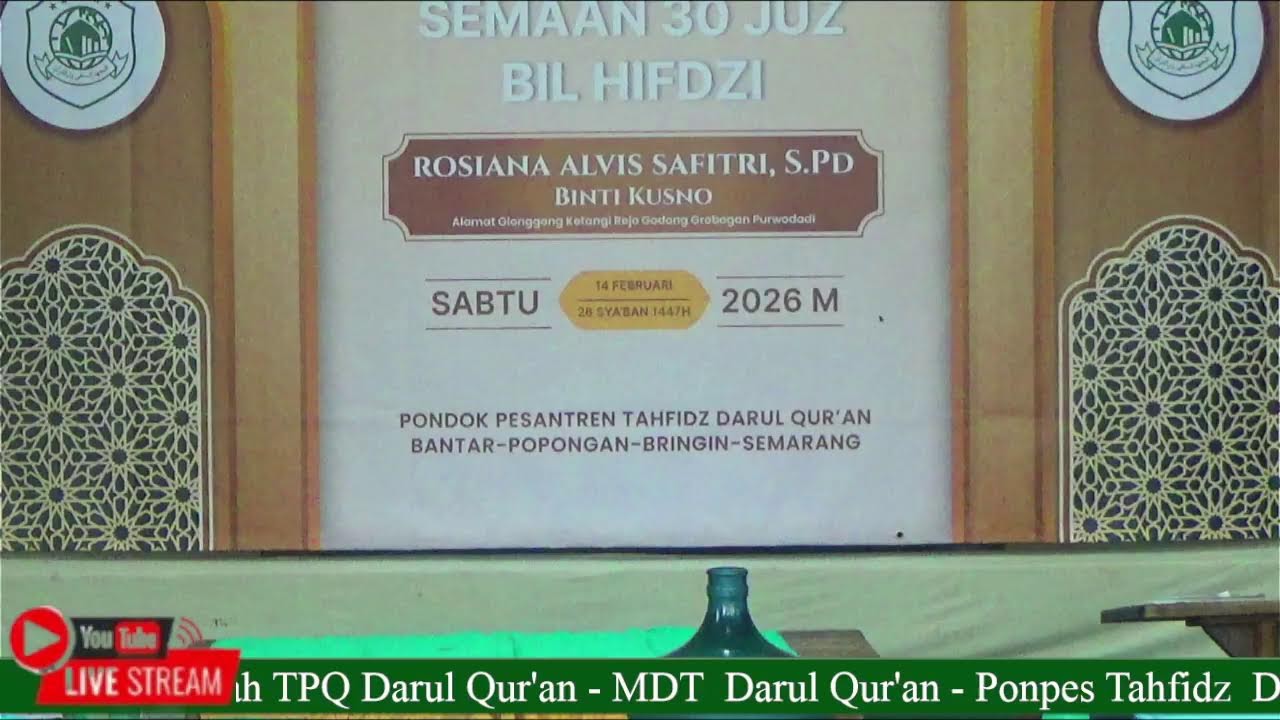 LIVE | Tasmi' Sema'an Al Qur'an 30 Juz oleh Adinda Rosiana Alvis Safitri Binti Kusno