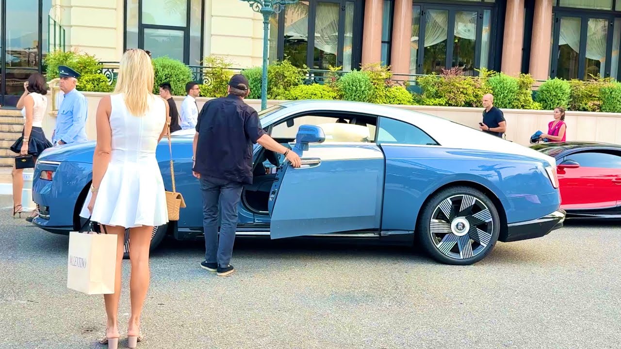 Monte-Carlo Luxury Best Supercar, Luxurycar Arrivals Rolls-Royce Spectre & Beautiful Lady @emman25MC