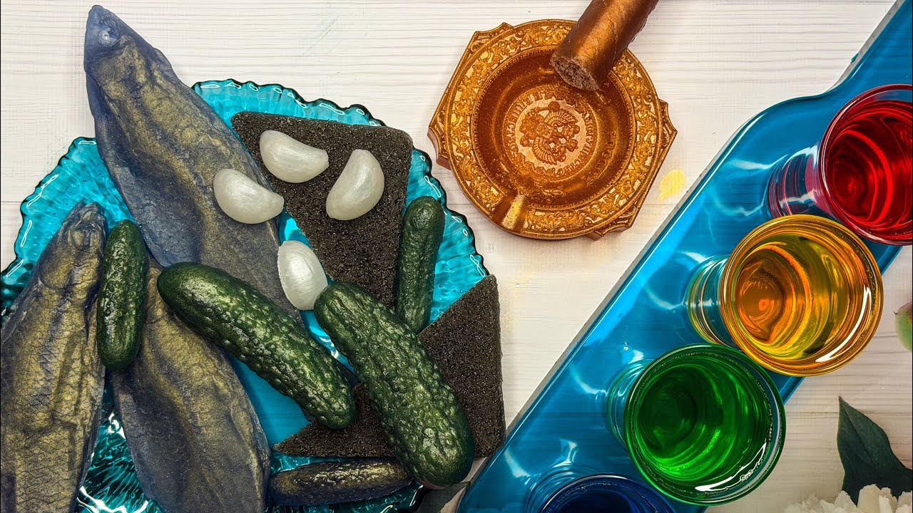 Праздничный ужин на 23 февраля из эпоксидной смолы АСМР (ASMR and epoxy resin)