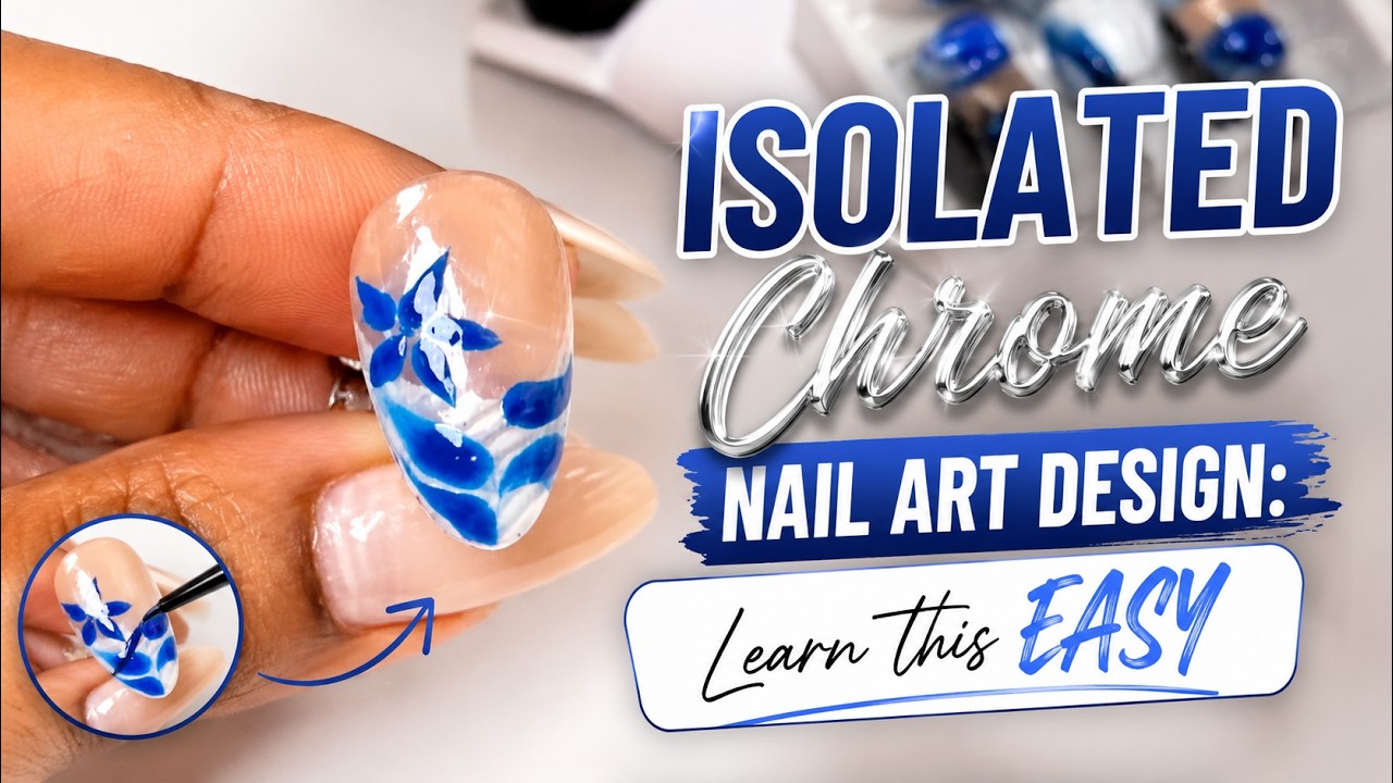 Fine China Nails | Sophisticated Floral Nail Design | Porcelain China nails | isolated chrome nail