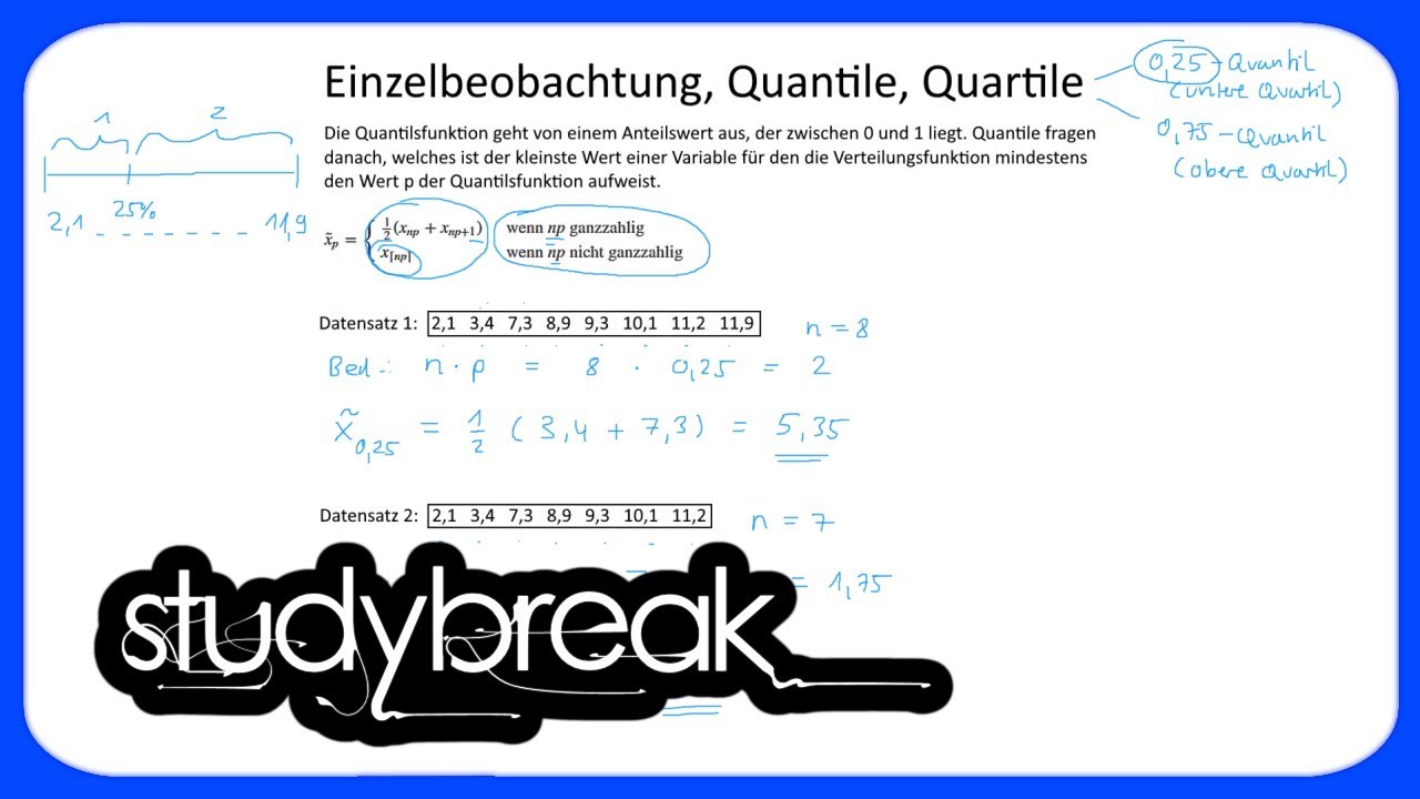 Einzelbeobachtung, Quantile, Quartile | Statistik