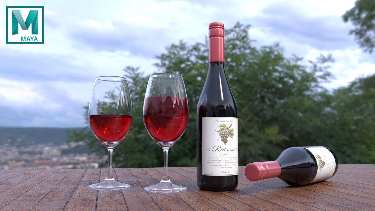 Wine Glass And Bottle Tutorial | Lighting and Texturing | MAYA 2022