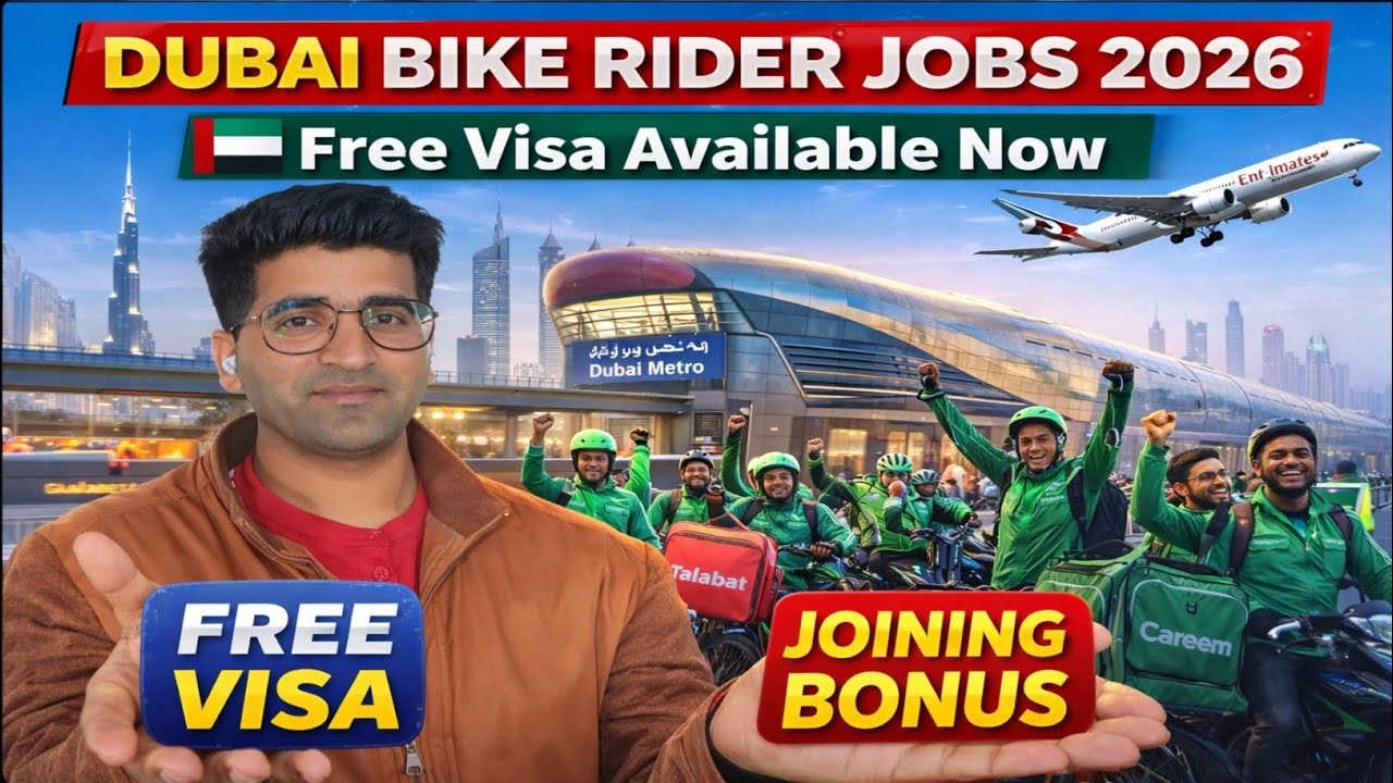 Dubai 🇦🇪 Bike Rider Jobs 2026 🇦🇪 | Free Visa + Joining Bonus | Salary, Requirements & Apply Process