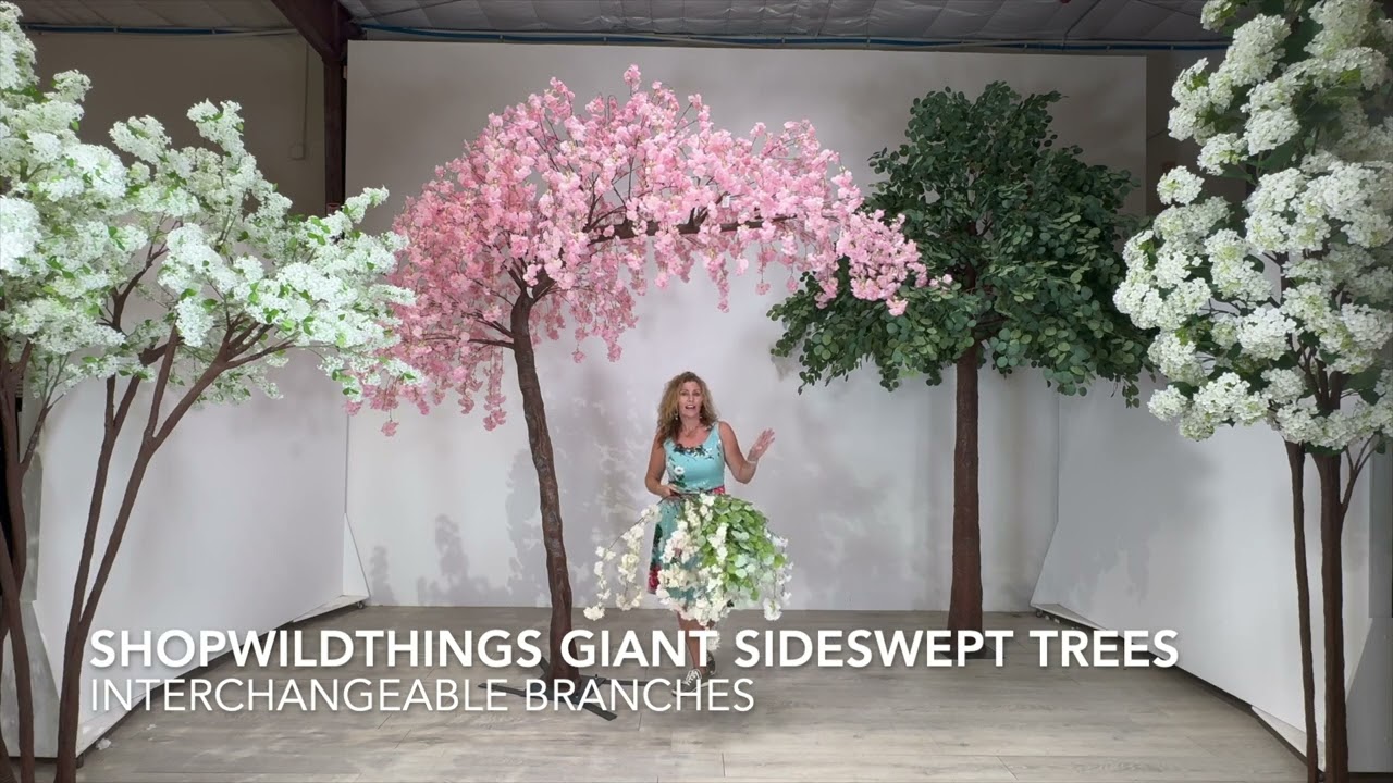 ShopWildThings Artificial Cherry Blossom Trees Sideswept, Make an Arch w/ 2 Giant Pieces 11 FtTall