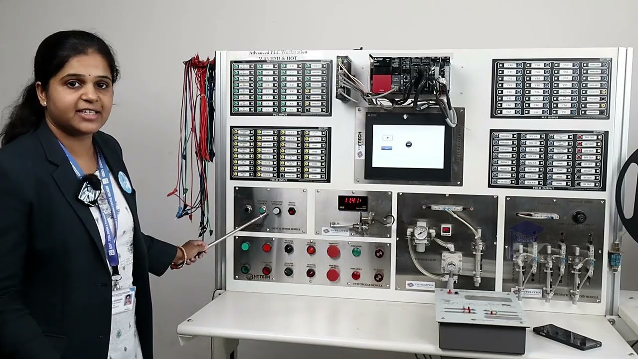 Advanced PLC Workstation with HMI & IIoT | Mitsubishi PLC Programming for Conveyor | GX Works3