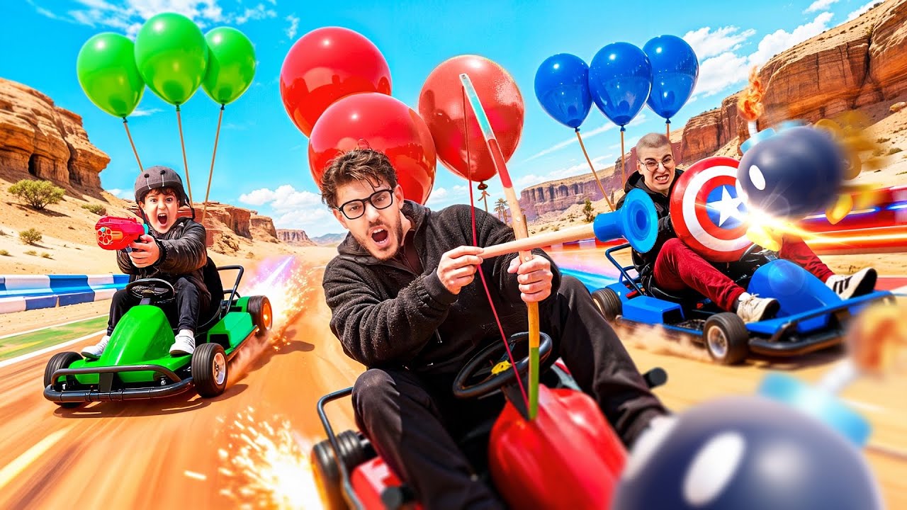 BATAILLE DE BALLONS EN KART ! Mes petits frères me trahissent..