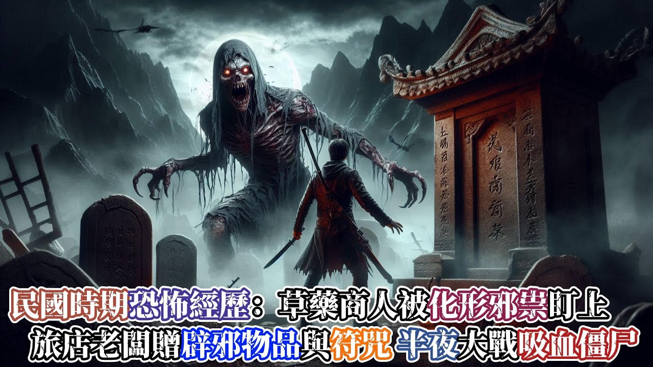 【靈異故事】民國初年恐怖經歷：做草藥生意的商人路上遇到化成人形的僵尸，一路跟隨到旅店…老闆認出邪祟，贈予商人糯米水、蒜汁和符咒…深夜僵尸現形，一場生死大戰開始…|神秘傳說|靈異故事|懸疑驚悚|真實靈異