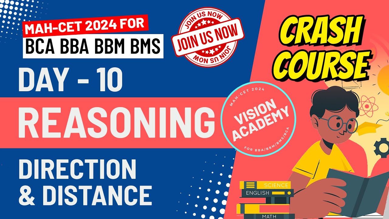 Reasoning Direction Distance  | Day 10 | MAH CET 2024 for BCA BBA BMS BBM 🚀FREE Crash Course