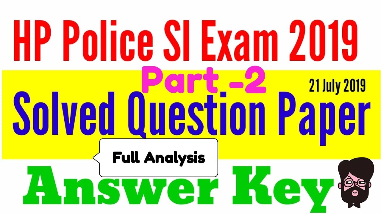 HP Police SI Answer Key Part 2 || HP SI Solved Question Paper || HP SI Answer Key