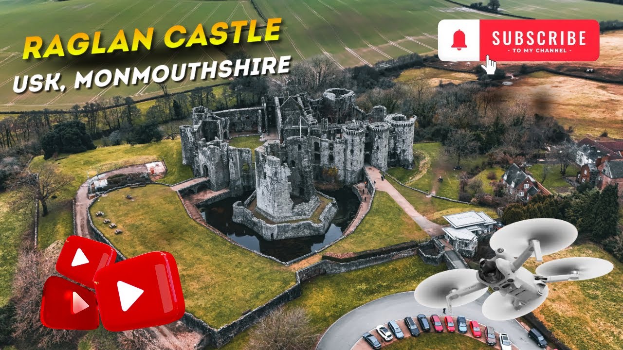 Exploring the Remnants of a 16th Century Castle: Raglan Castle Aerial Tour