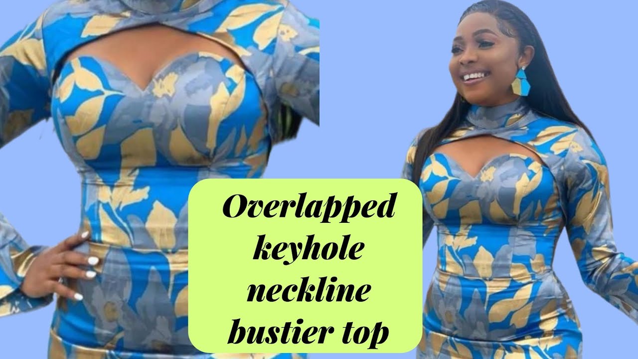 How To Cut and Sew Overlapped Keyhole Bustier Top / Keyhole Bustier Sewing Tutorial for Beginners 
