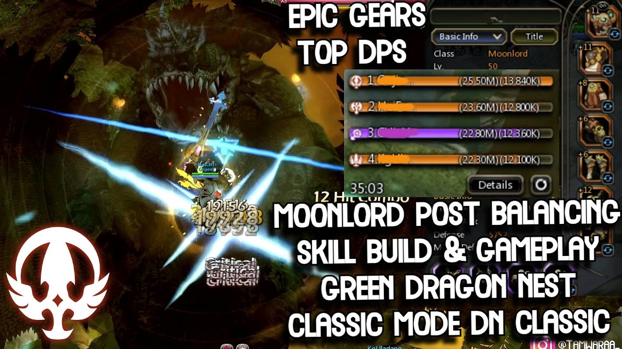 My First Time Moonlord Post Balancing Gameplay & Skill Build Epic Gears TOP DPS GDN Classic Mode