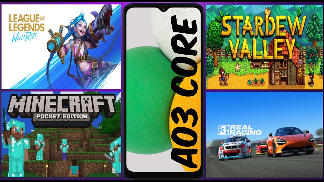 SAMSUNG GALAXY A03 CORE jogando LEAGUE OF LEGENDS / MINECRAFT / REAL RACING e mais...