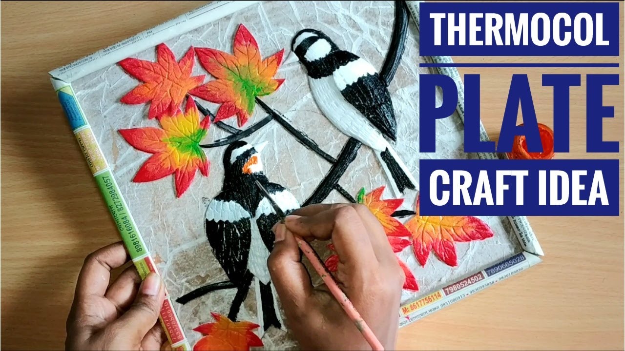 DIY 3D Bird wall Hanging with Thermocol Plate
