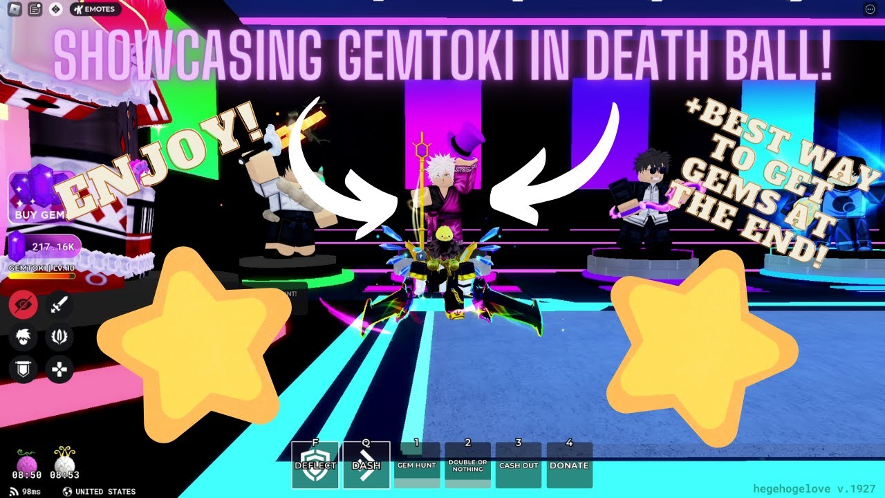 Full Showcase on Gemtoki in Death ball! + Tip for best way to get gems at the end! (Enjoy!)