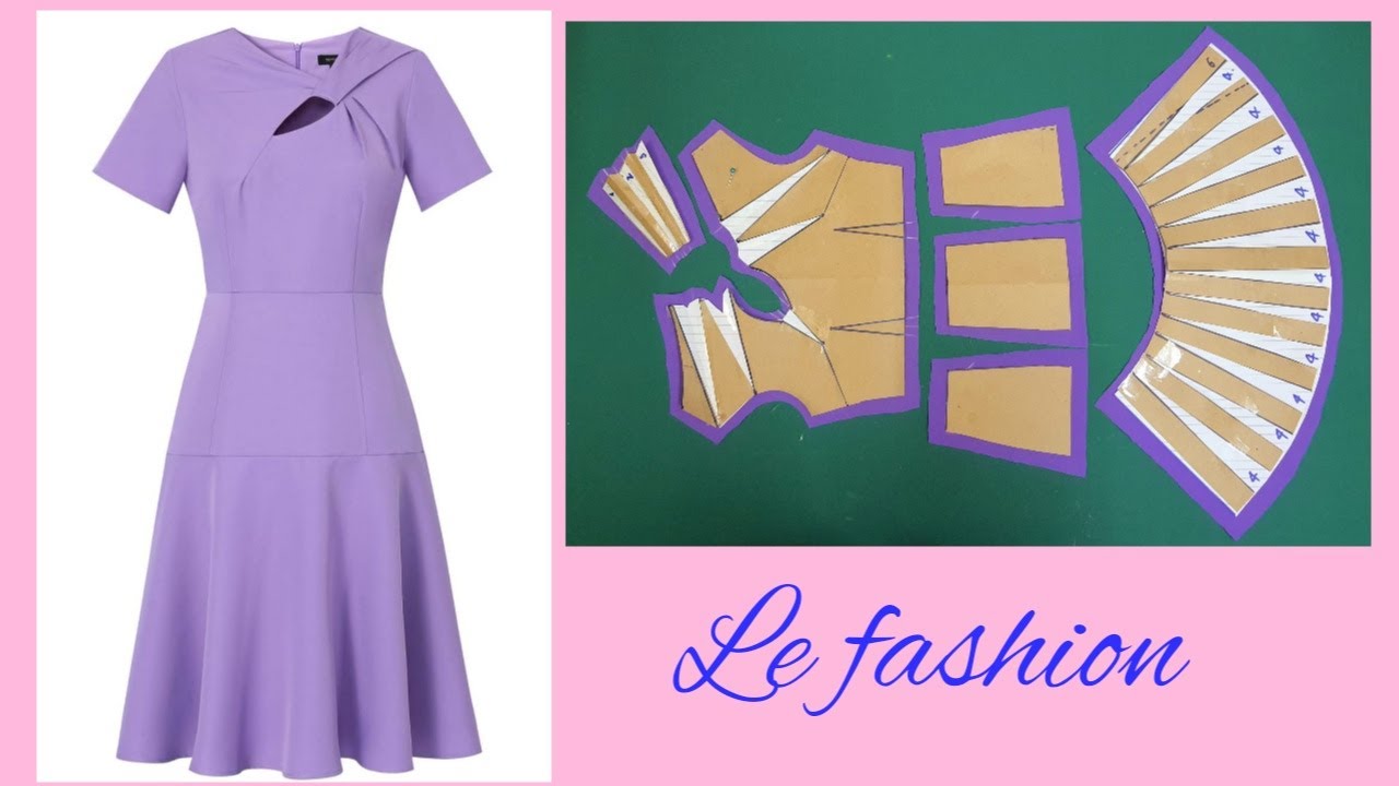 132 - Hướng dẫn cắt may đầm cổ tim lệch xếp ly |dress design |le fashion |dạy cắt may |how to sew