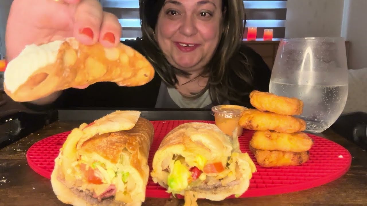 ASMR. LET'S EAT STEAK & CAPICOLLI SANDWICH | MAC N' CHEESE NUGGS | CANNOLI (LIGHT WHISPERS) MUKBANG.