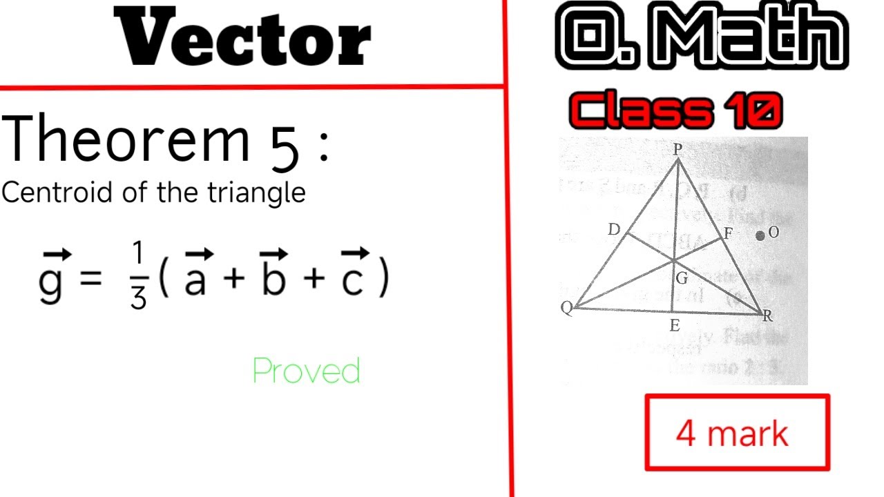 The position vector of the centroid of a triangle | Theorem 5 | Vector | Class 10
