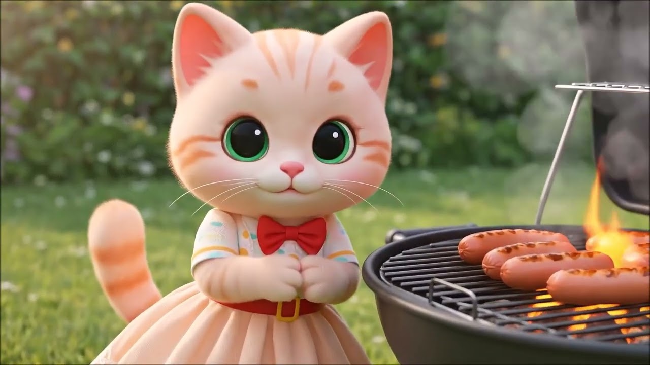 Kitten Shows How to Make Grilled Sausage | Cute Kitten Cooking Short Video | Warm Friendship Story